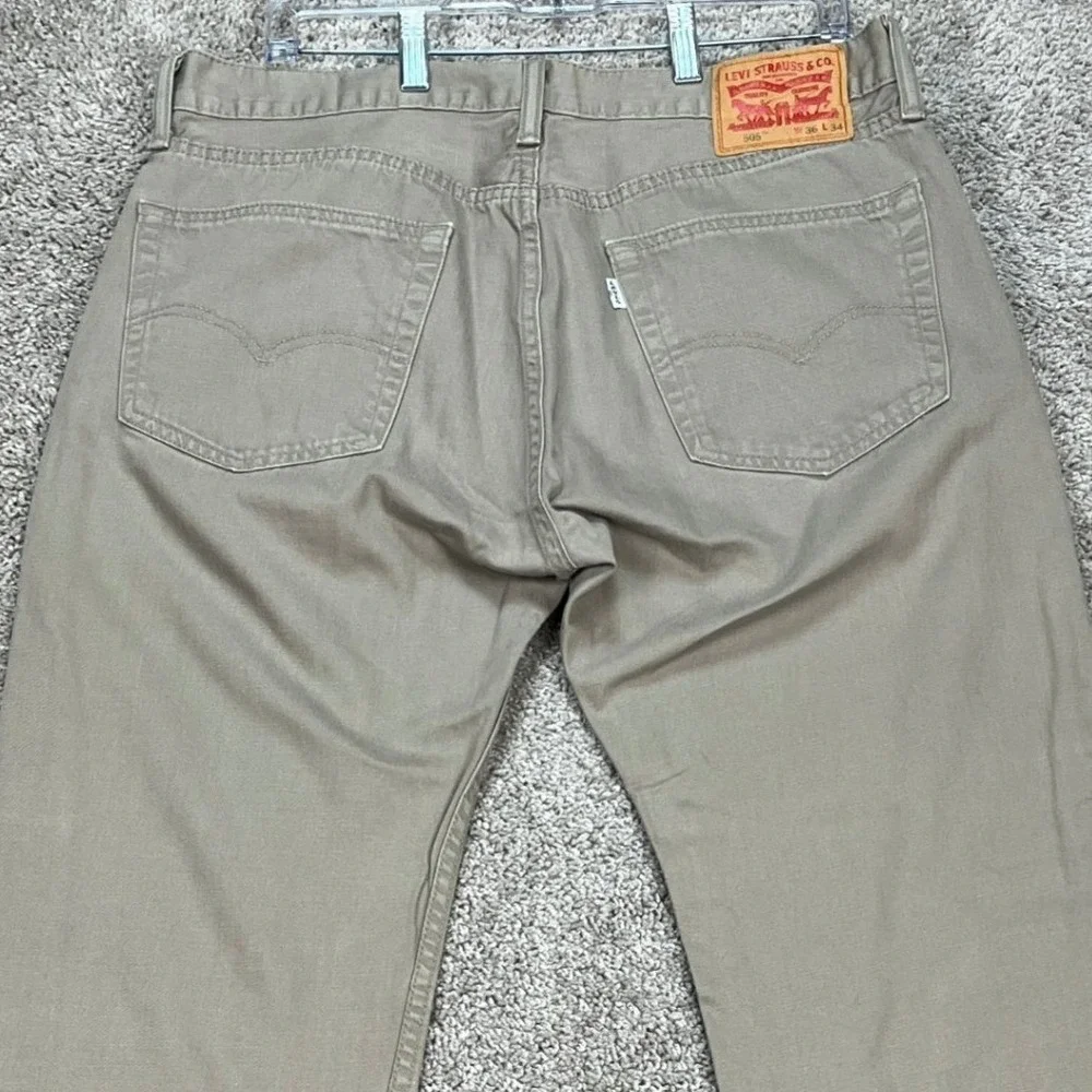 Levi's 505 Pants Mens 36x34 Khaki Tan‎ Straight Leg 5 Pocket Denim Twill EUC